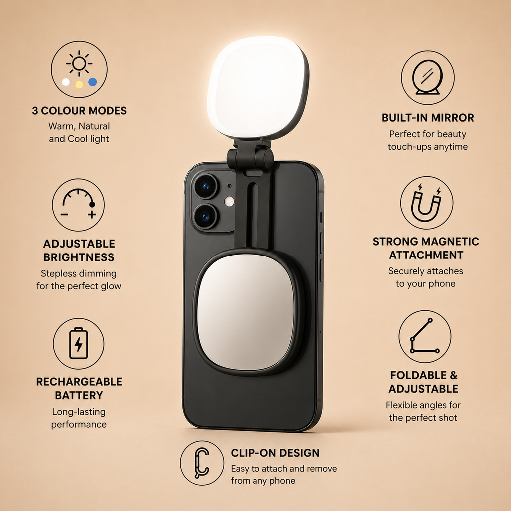 C-Snap Magnetic Selfie Light & Mirror